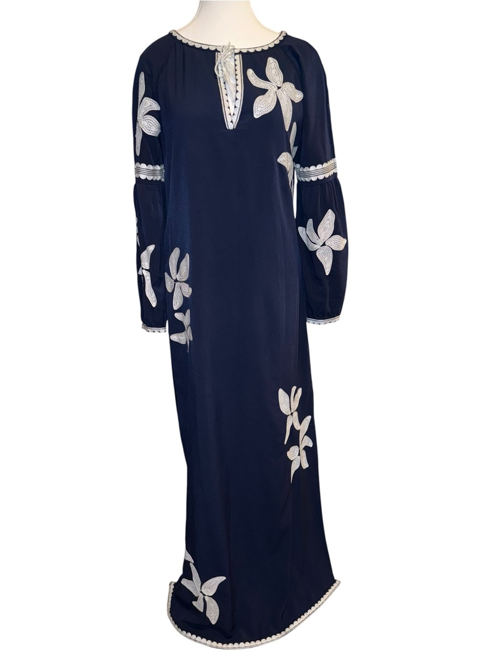 Tory Burch Embroidered Floral Maxi Dress
Navy/Ivory - Size 2